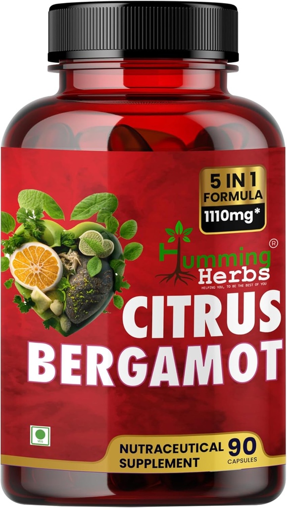 Humming Herbs Bergamot Citrus 1110mg con Black Choke Berry, Niacin, Olive Leaf & Black Pepper Extract 90 Capsule