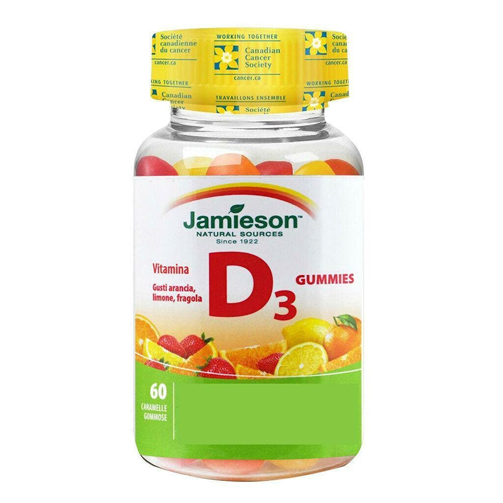 Jamieson vitamina D Gummies 1.000 UI - Arancione, fragola, limone, 60s