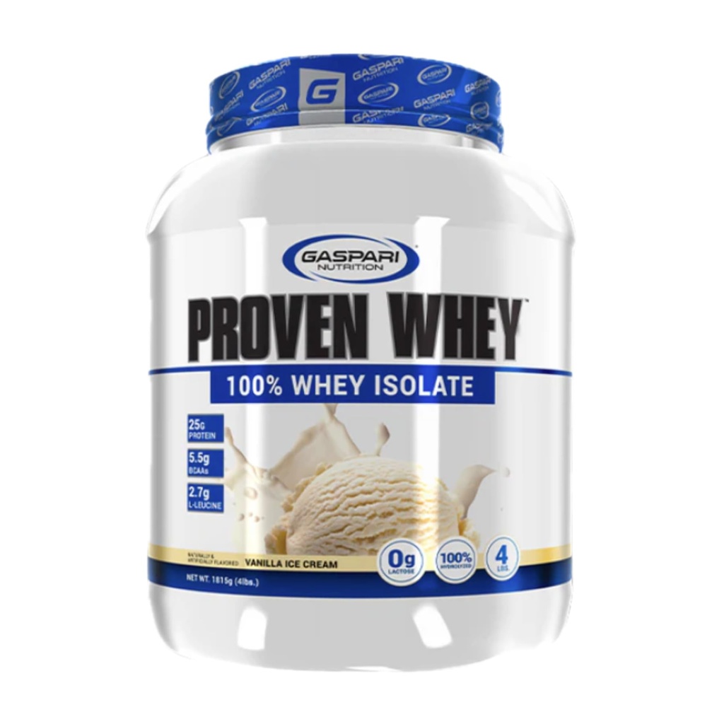 Gaspari Nutrition Proven Whey, 100% idrolizzato Whey Isolate, Alta Proteine, Lattosio Libero, Basso Carboidrato e Basso Zucchero (4lb, Gelato Vanilla)