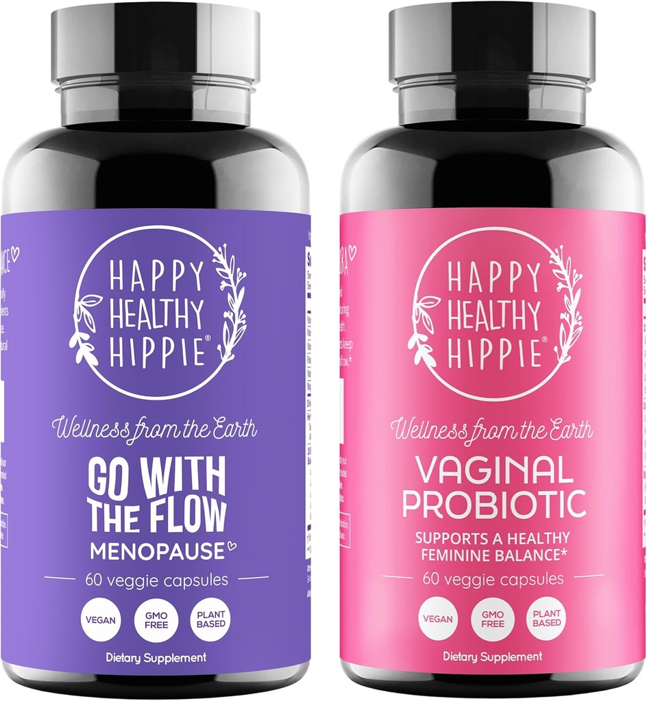 Happy Healthy Hippie Vaginal Probiotics per le donne & Go con il supporto Menopause Flow