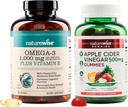 NatureWise Omega-3 Fish Oil 1000mg con E 180-Count+ Aceto di sidro di mele Gummies 500mg con B12, 60-Paese (Vegan Gummy) - Bundle per cuore, occhio, salute digestiva - Gluten Free, Soy-Free, Non OGM