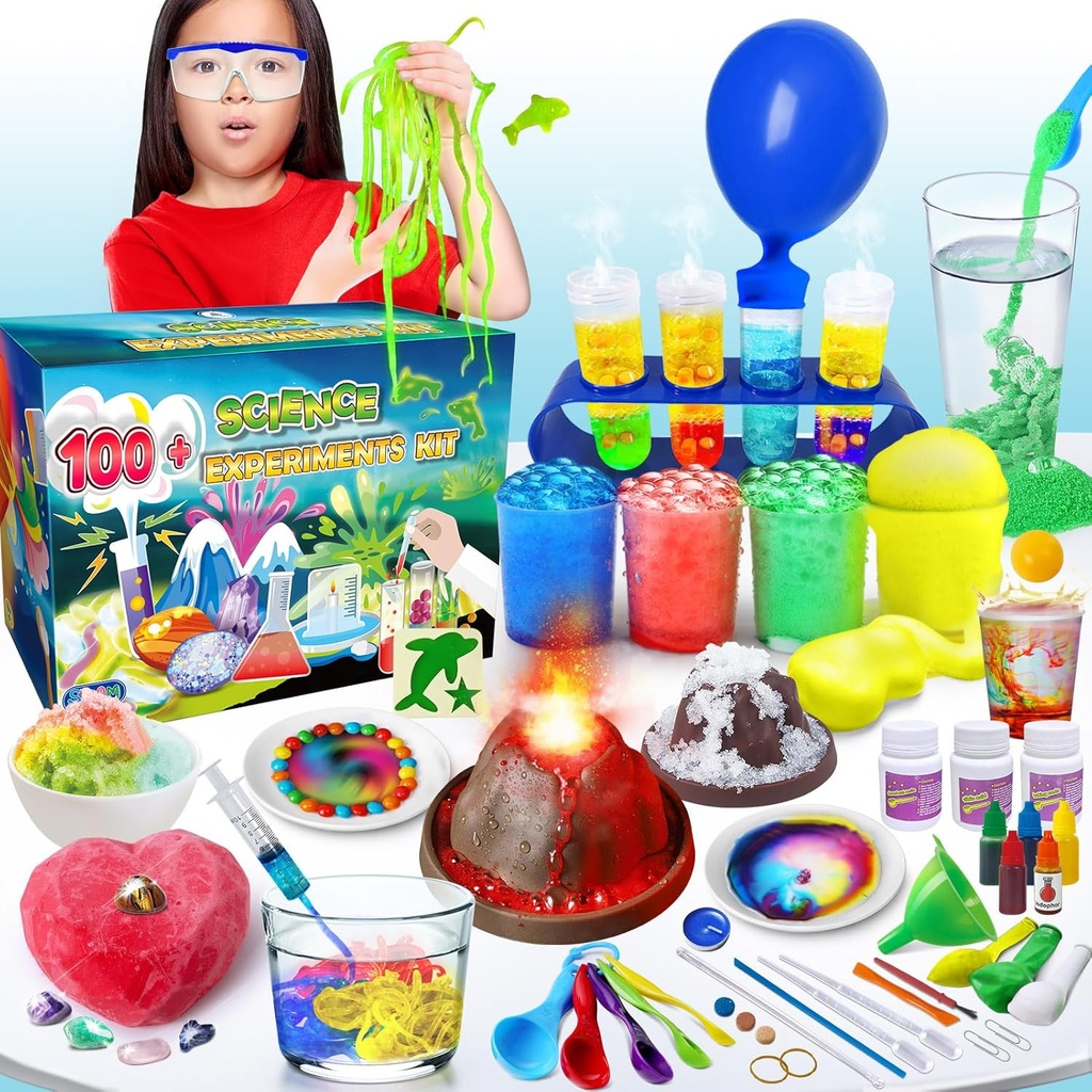 UNGLINGA 100+ Science Lab Experiments Kit per bambini, S.T.E.M Project Attività educative di compleanno Giocattoli Regali per ragazzi Ragazze, Set di chimica, Gems Dig, Volcano, Vermi di Glowing