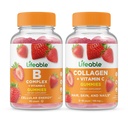 Complesso B Lifeable + Collagen & Vitamina C, Gummies Bundle - Grande Degustazione, Integratore di vitamina, Senza glutine, OGM Free, Gomma masticabile