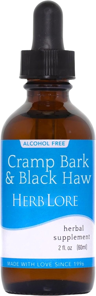 Erbe Lore Cramp Bark & Black Haw Tincture – Alcol Free Liquid Herbal Menstrual Cramp Supplement Drops for Period Cramps, Muscle Tension & Uterine Support (2 fl oz)