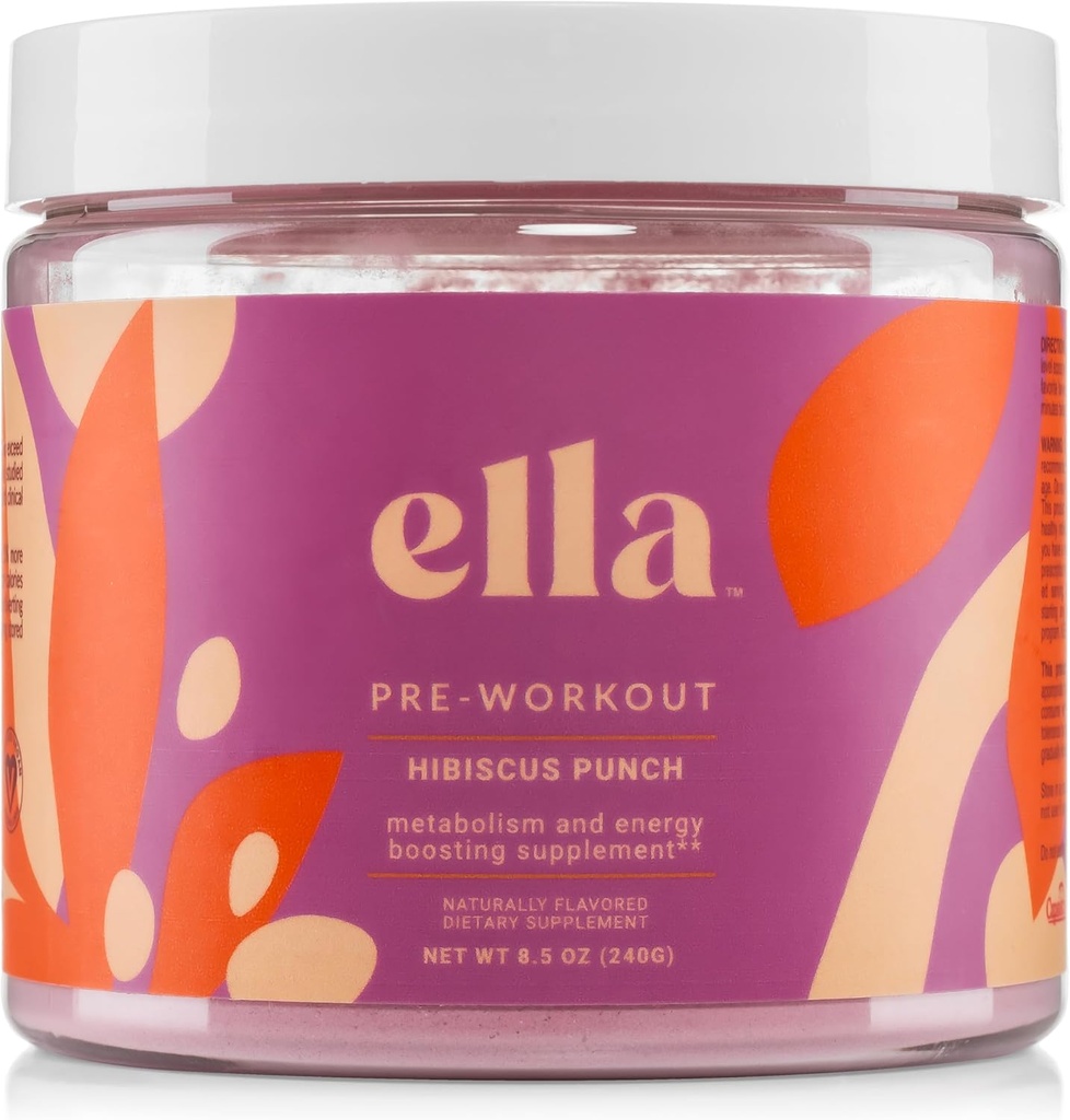 Nudo Ella Pre Workout Powder, Hibiscus Punch Amino Energy con Vegan BCAA Aminoacidi, Caffeina naturale, Preworkout Boost per uomini e donne, 30 Serve