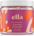 Nudo Ella Pre Workout Powder, Hibiscus Punch Amino Energy con Vegan BCAA Aminoacidi, Caffeina naturale, Preworkout Boost per uomini e donne, 30 Serve