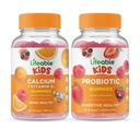 Calcio vitale con vitamina D bambini + Probiotico 2 miliardi di bambini CFU, Gummies Bundle - Grande degustazione, Supplemento di vitamina, senza glutine, OGM libero, pancia masticabile