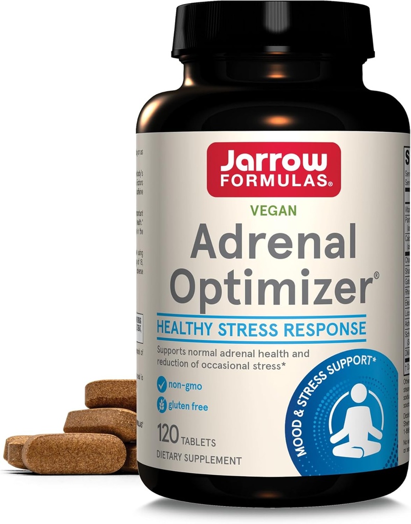 Jarrow Formulas Adrenal Optimizer - 120 Compresse - Supporta la salute surrenale, Rinnovamento & Stress Riduzione - Combina 11 Nutrienti & Nutraceuticals - 60 Serve