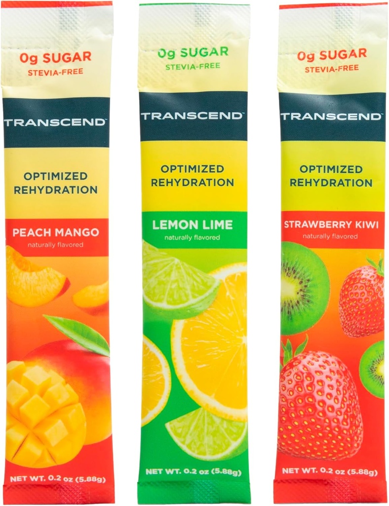 Idratazione Transcend - Reidratazione ottimale con nessun zucchero o Stevia Plus BCAAs e Magnesio - Nessun effetto zucchero nel sangue - 30 -Pack
