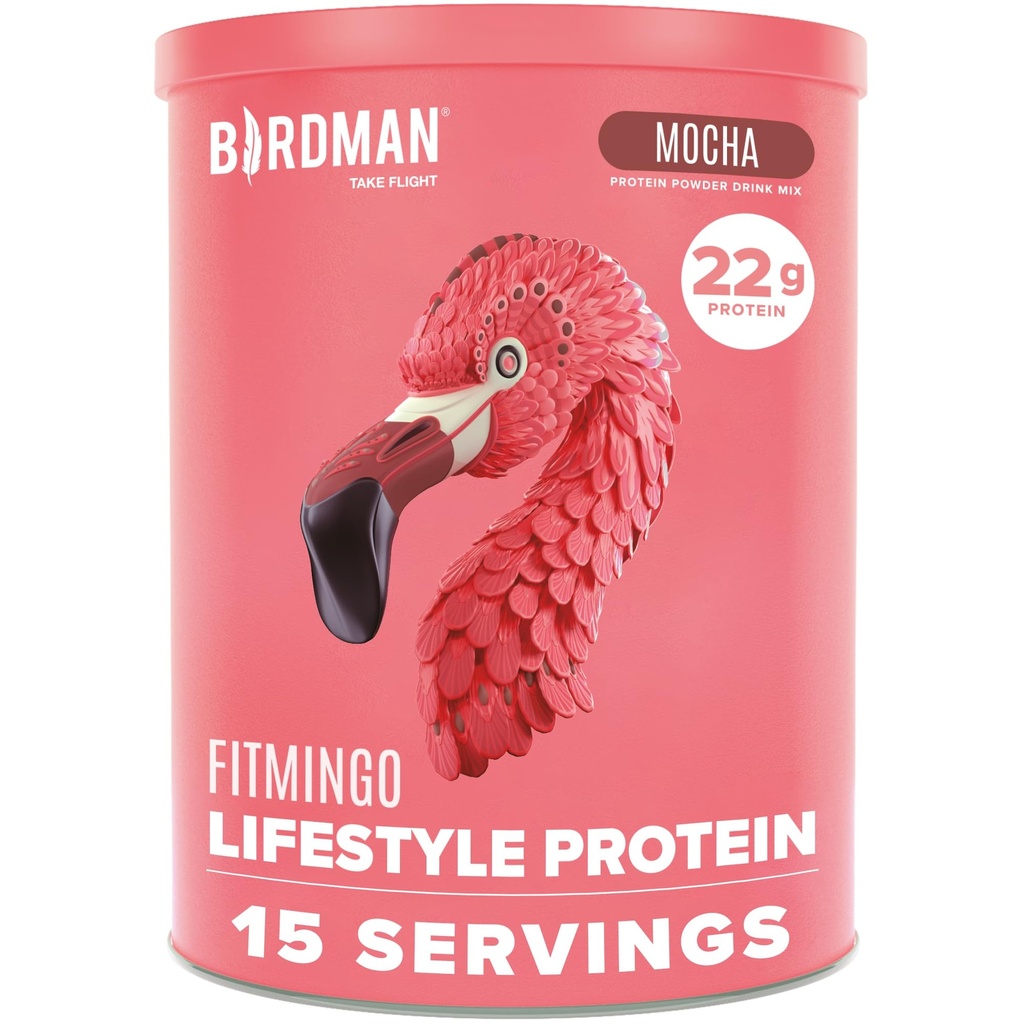 BIRDMAN Fitmingo Vegan Protein Powder with Inositol, Collagen Boosters, Acido Ialuronico e Vitamine | Carbo basso, Dairy Free, Calorie bassa | 23g Plant Based Blueberry Protein Powder with Myo-Inositol
