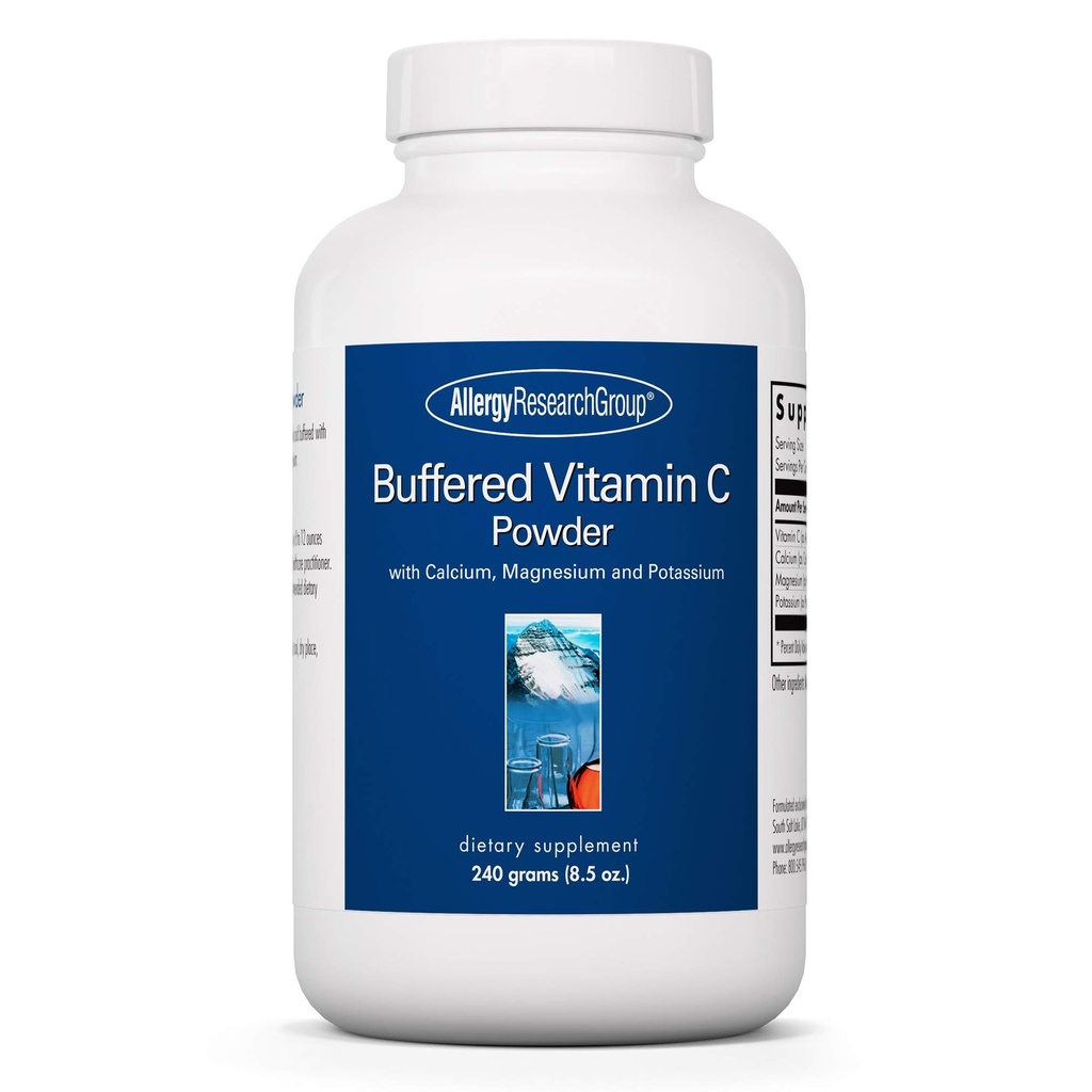 Gruppo di ricerca allergia - Polvere di vitamina C tamponata - Antiossidante, Immune, Calcio/Mag/K - 240 g (8,5 oz)