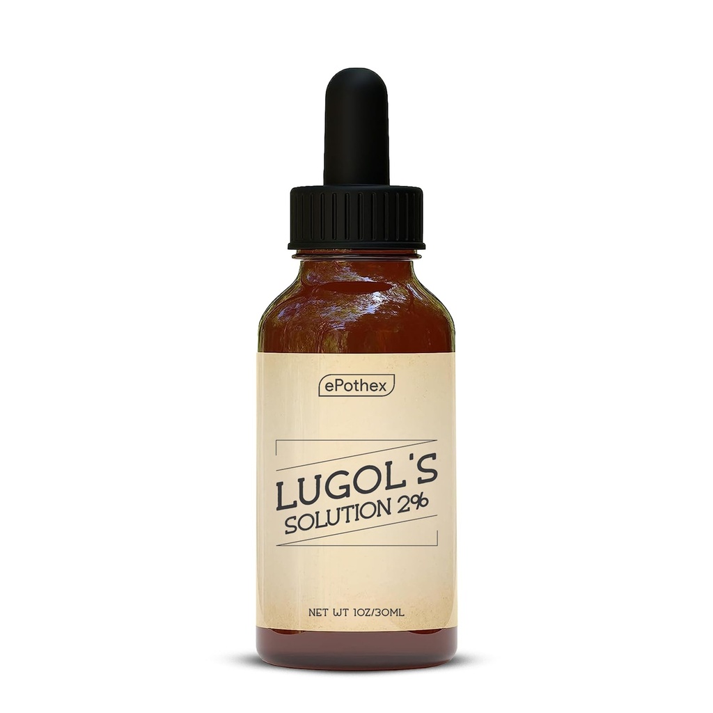 Lugol's Solution 2% 1oz Glass Dropper Bottiglia. Contiene Potassium Iodide e Iodio, 30ml