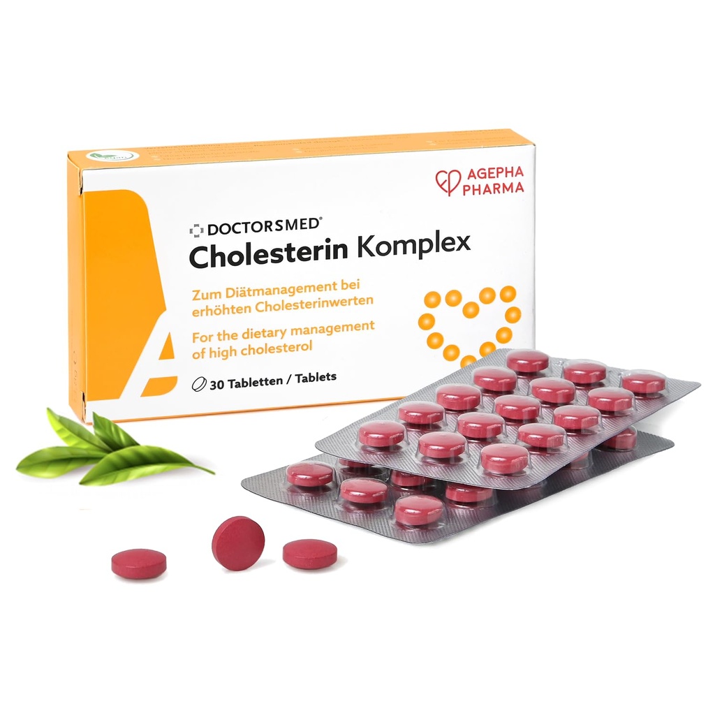 Cholesterin Komplex | 30 compresse vegane | Supplemento per mantenere i livelli di colesterolo | Estratto di riso di lievito rosso con Monacolin K | Gluten-Free, Lactose-Free | Prodotto in Europa