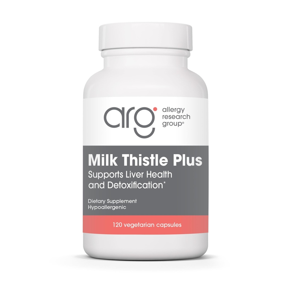 Allergy Research Group Milk Thistle Plus Supplemento - Supporto per la salute del fegato, cardo del latte, detox, pulizia, capsule vegetariane - 120 Conte