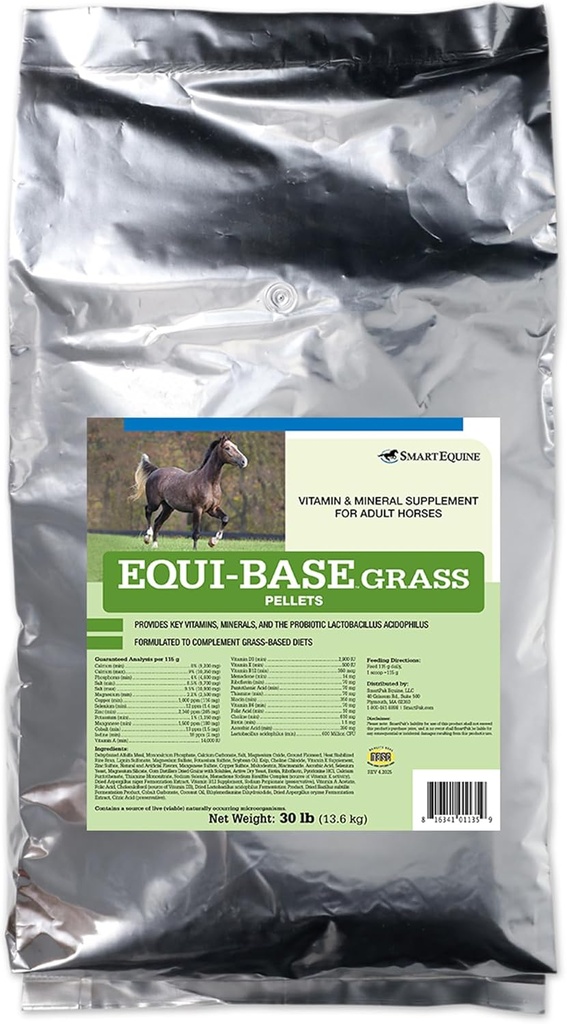 SmartEquine EquiBase Grass Pellets | Supplemento di vitamine e minerali del cavallo, bilanciatore foraggio | Cavalli in luce a moderato lavoro | 30 lb Bag