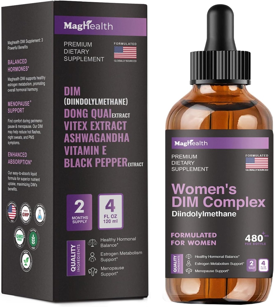 DIM Supplemento | con Ashwagandha, Dong Quai, Vitex Extract, 200mg Diindolylmethane - Equilibrio dell'ormone, Menopause Supplements - PMS & Antioxidant Support - Donne e Uomini | 60 giorni di alimentazione