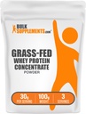 BulkSupplements.com Grass Fed Whey Protein Powder - Polvere di concentrato di proteine del siero di siero - senza glutine e senza glutine, 30g per porzione, 100g (3,5 oz) (pacchetto di 1)