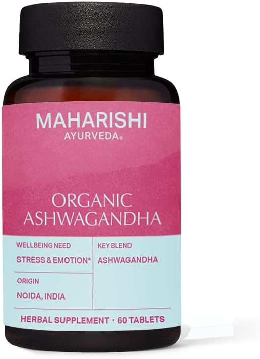 Organic Ashwagandha | 60 compresse a base di erbe - 500 mg ea. | Stress ManagementTM | promuove Stamina & Energy