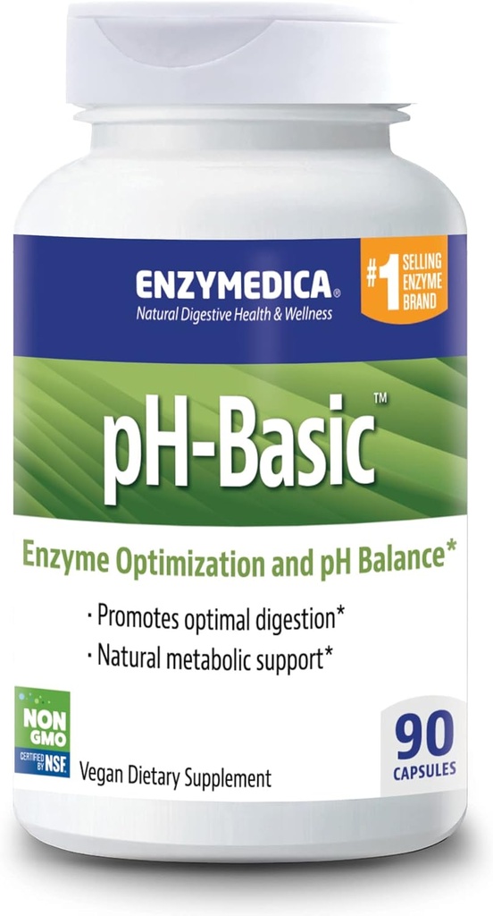 Enzymedica, pH-Basic, include enzimi digestivi, nutrienti e erbe, supporta la digestione sana e bilancia del pH, 90 Conte - FFP