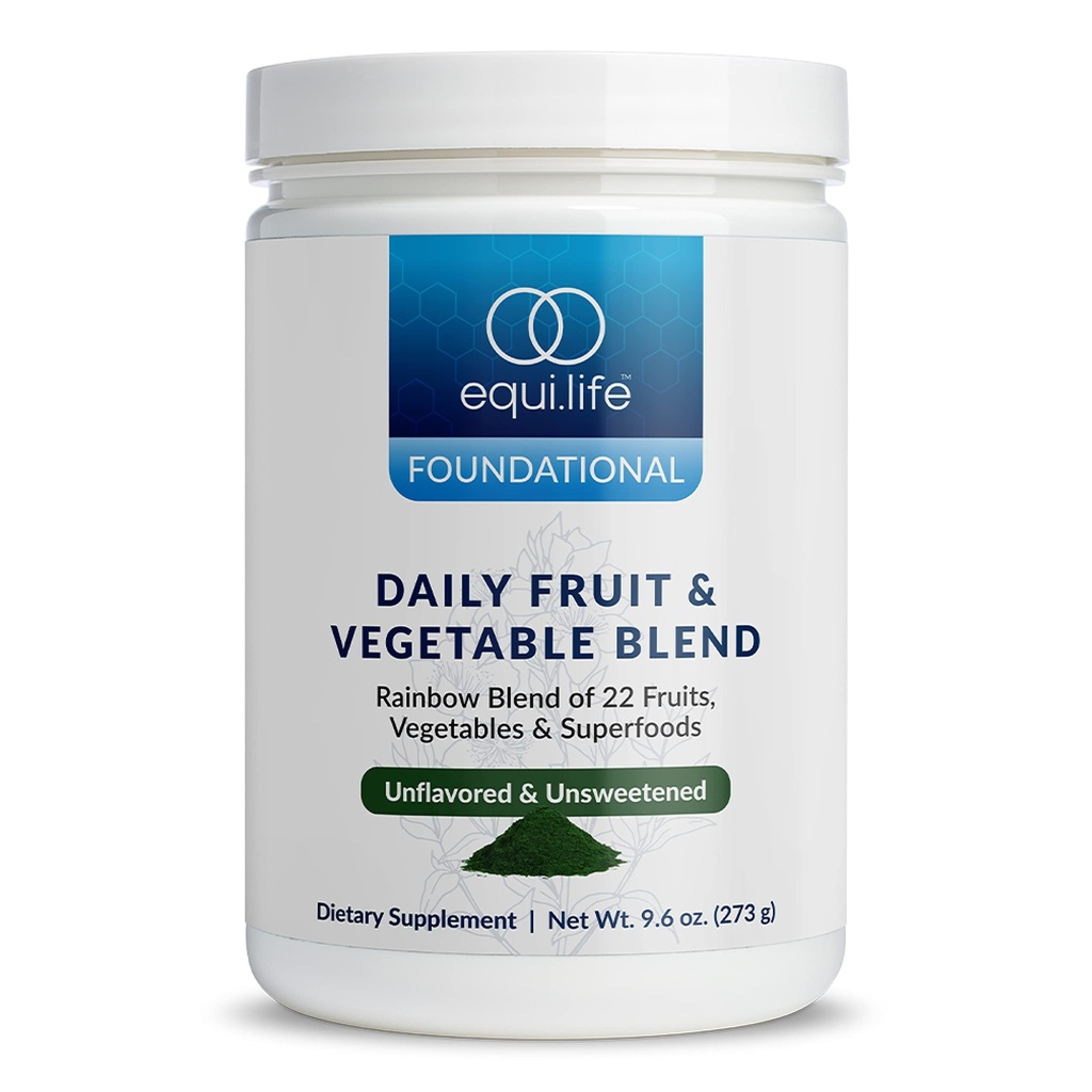 Equilife Frutta quotidiana & Frutta vegetale, Superfood Antiossidante Supplemento con 22 Frutta biologica & Verdura, Non aromatizzato, Vitamina C, Fibra, 9 Aminoacidi essenziali, Supporta l'energia, 30 Serve Vasca