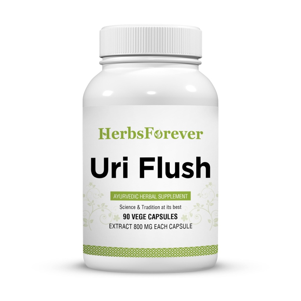 Herbsforever Uri-Flush Capsule Ayurvedic Integratore Herbal Supporta la funzione sana del rene e il tratto urinario Funzione 90 Vege Capsule 800 Mg Ogni