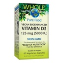 Fattori naturali Tutta la Terra & Sea Vitamina D3 125mcg (5.000 UI), Vegan Bioenhanced, 60 capsule vegetariane