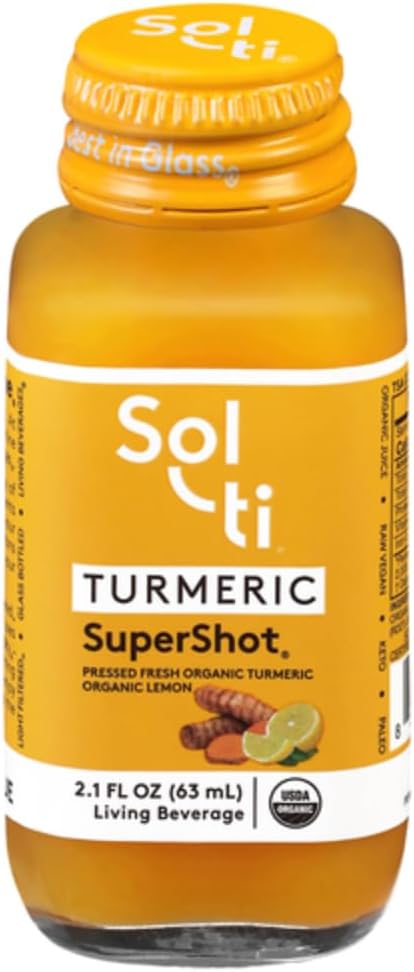Sol-ti Organic Turmeric SuperShot Drink, Pepe Nero Migliora l'assorbimento e la biodisponibilità della curcumina in Turmerico per aiutare nel supporto comune, SuperFood, 12 Pack (2.1 Fl oz)