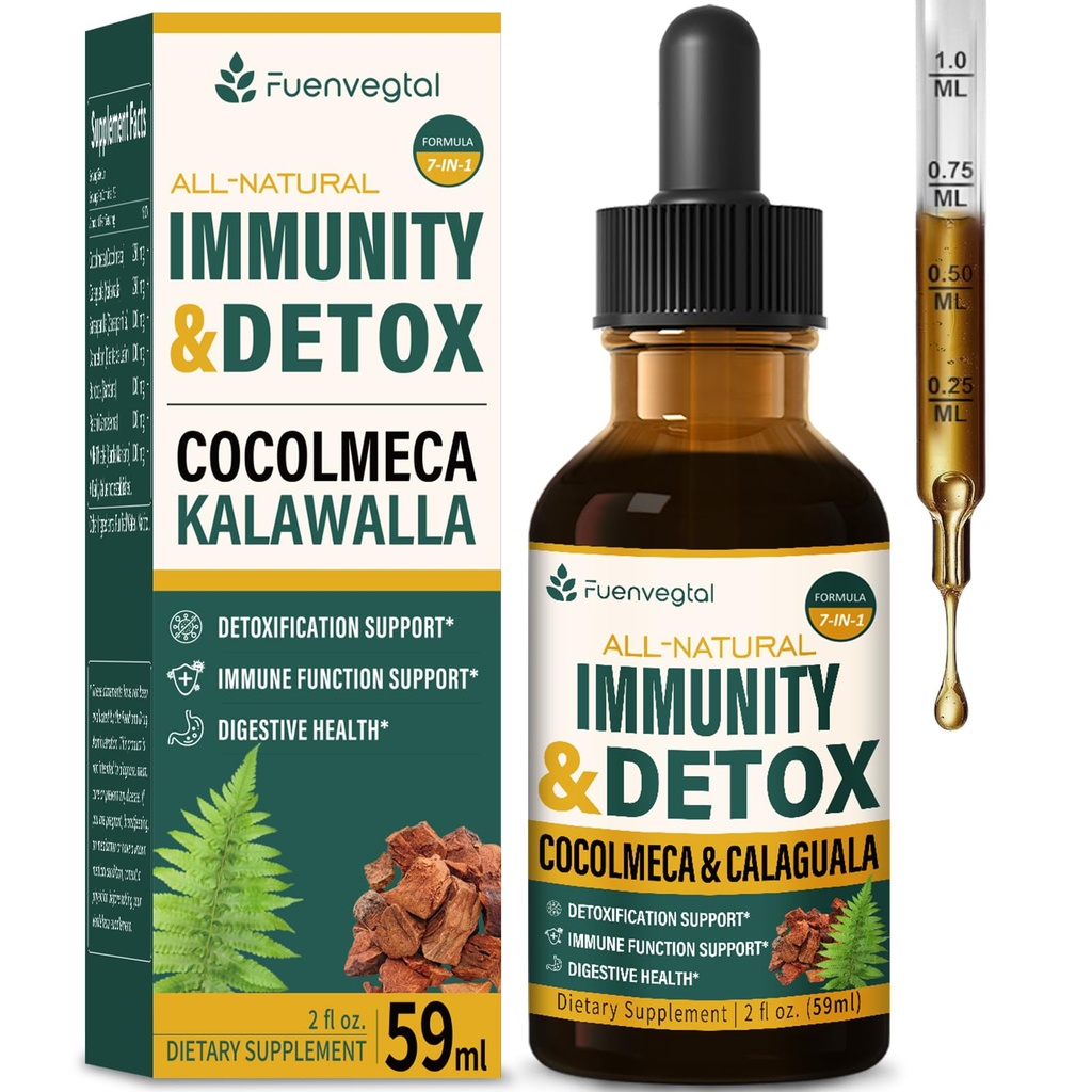 Cocolmeca Bark Immunity & Detox Drop, Estratto di erbe con Polypodium Leucotomos Sarsaparilla Milk Thistle Supplement Support Detoxification, Immune System, Salute Digestiva. 2oz