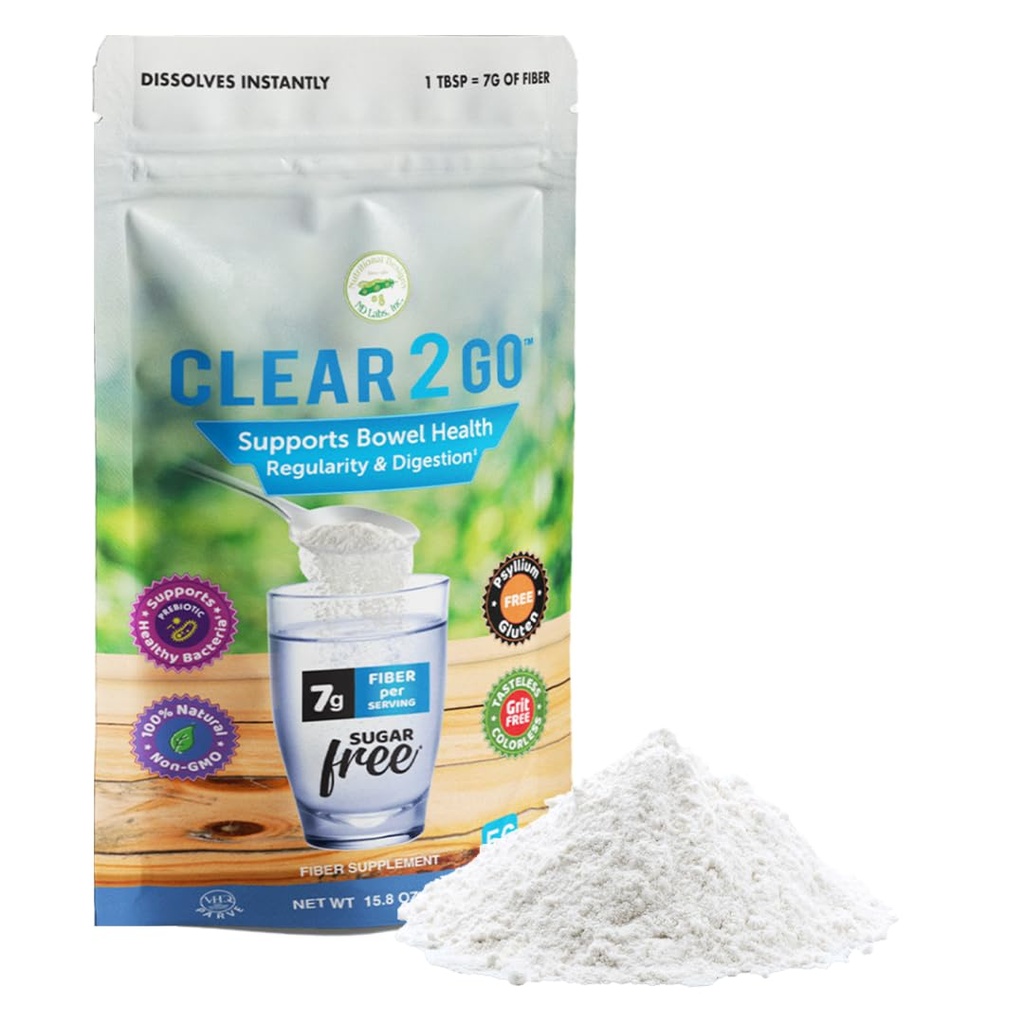 Polvere del supplemento della fibra prebiotica - fibra solubile dell'inulina - tutta la fibra alimentare naturale dello zucchero & Gluten Free - Fibra giornaliera per la salute del bowel Clear 2 Go - 15.8 Oz