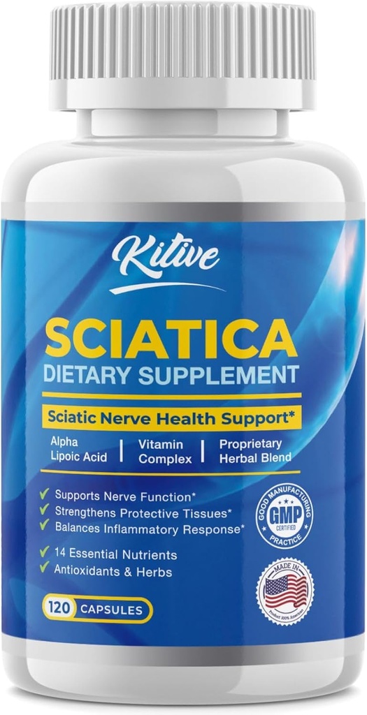 Sciatic Nerve Relief: Advanced Support Supplement per Sciatica – Potente Alpha Lipoic Acid & Turmeric & Herbal Relief Ingredienti – Made in USA, 120 Capsule (120 Count (Pack of 1), Unflavored)