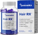 HairRX Biotin 6000mcg Vegan Gummies per bellissimi capelli e chiodi - Collage, acido pantonico, iodio, bambù, olio di cocco, zinco, MSM per le donne e gli uomini (1 mese di fornitura)