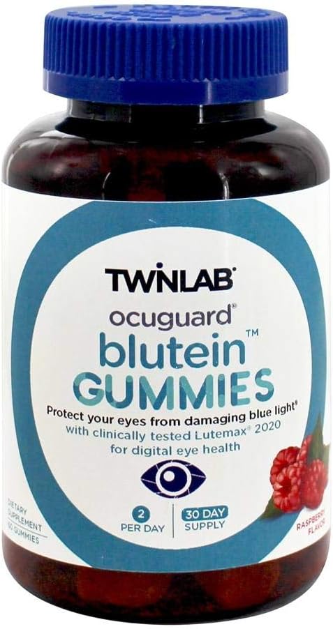 Twinlab Lutein Ocuguard Blutein Adult Gummies | 60 Count | Contiene Zeaxanthin & Lutein per Proteciton Blue Light | Vitamine Occhiali