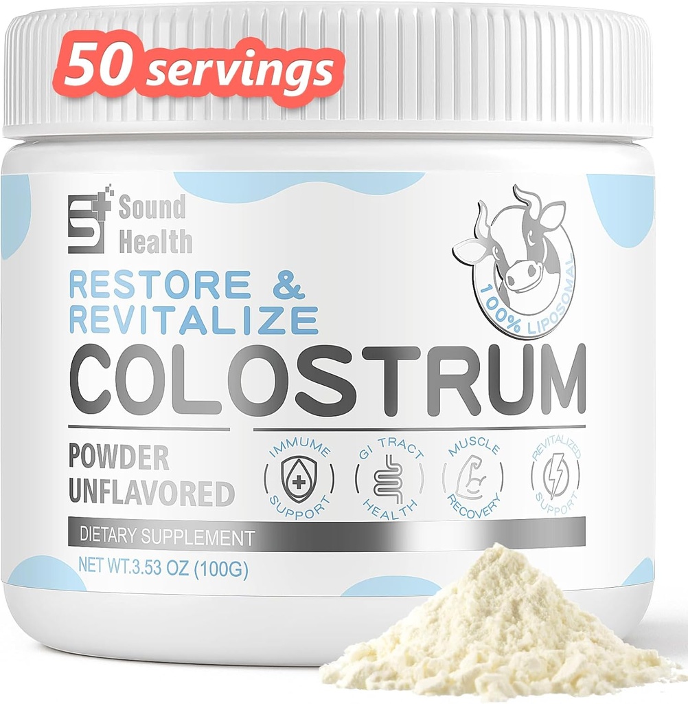 Colostrum Supplement Powder for Humans - Organic Bovine Colostrum Supplement per Gut Health, Hair Growth, Beauty e Immune Support - Non aromaed (50 Serve)