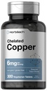 Horbäach Chelated Copper Supplemento 6mg | 300 compresse | Essential Trace Mineral | Vegetariano, Non OGM, Gluten Free