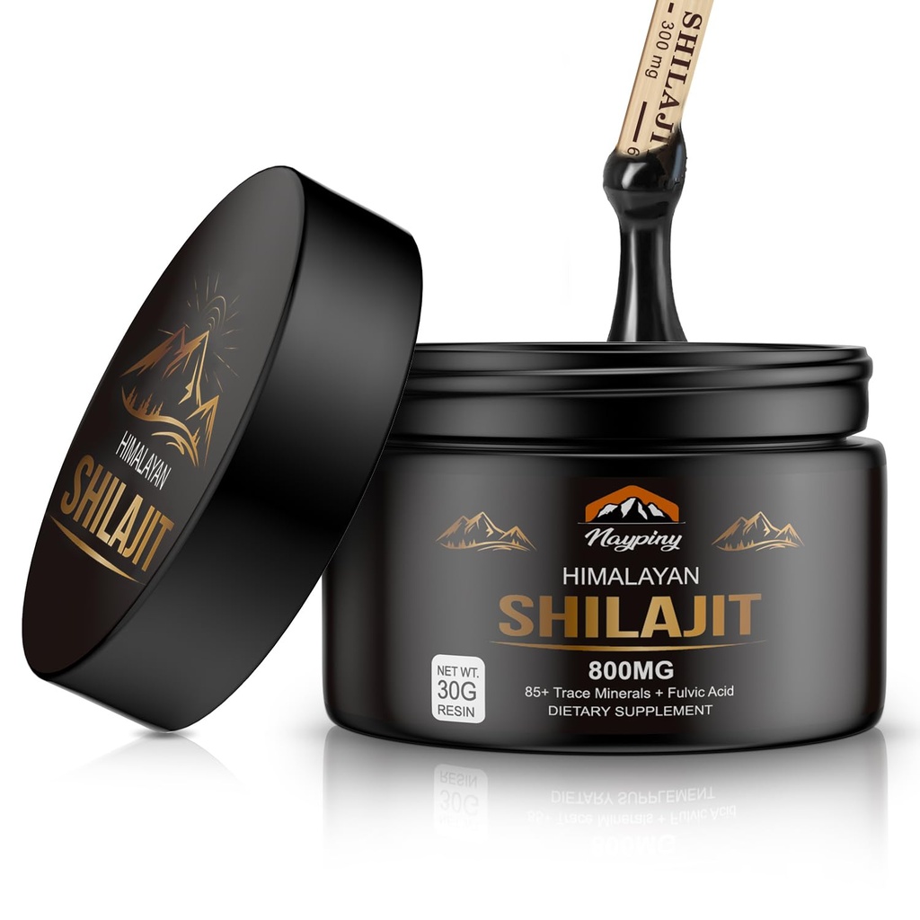 Shilajit Pure Himalayan Organic Resina - 800mg Gold Grade Shilajit Resina con acido Fulvic & 85+ Trace Minerals Complex for Energy, Strength & Immunity, Shilajit for Men & Women, 800mg