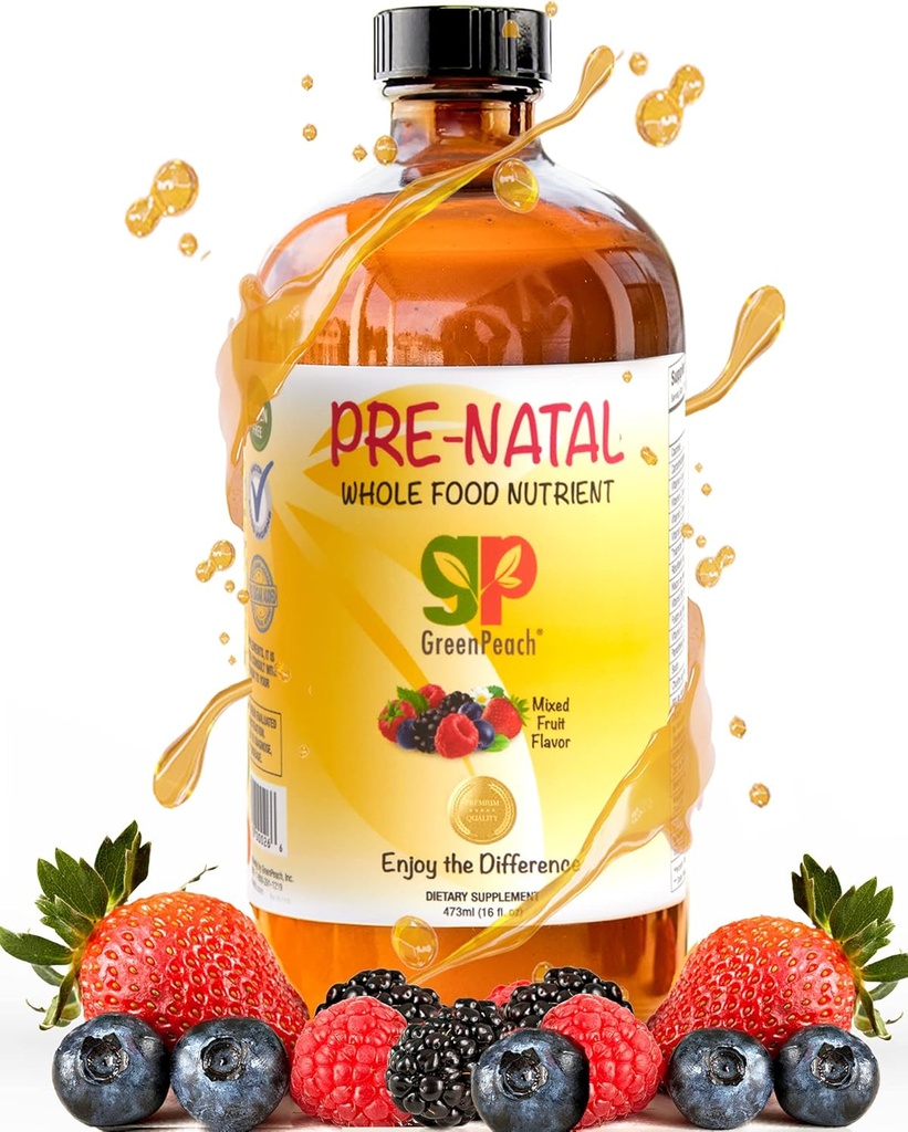Vitamine prenatali liquide organiche per le donne - Ferro prenatale & Folate, Pre Natal Multivitamina per le donne, Multivitamina Prenatale femminile, Vegan Prenatals Halal Kosher Friendly Vitamina Prenatale, 32 Serving