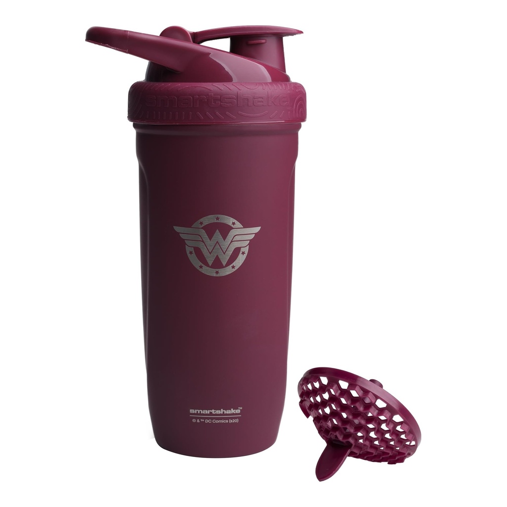 Smartshake DC COMICS rinforzare in acciaio inox Protein Shaker Bottiglia 900 ml | 30 oz - Leakproof Screw-on Lid - BPA Free – Unisex - Non isolato - Wonder Women Logo