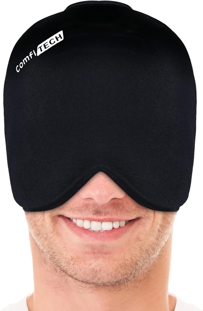 Cappello di gel di raffreddamento della cappa di ghiaccio della testa di ComfiTECH, grande, nero