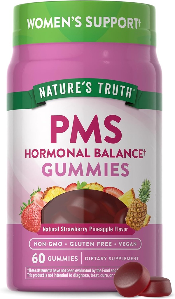Gommie di sostegno dell'equilibrio ormonale PMS della verità della natura per le donne | 60 conte | Vegan, non OGM & Gluten