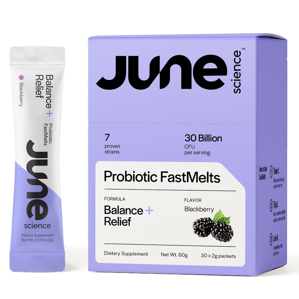 Balance + Rilievo | Fast Melt Pre + Probiotic per Mood & Stress - BlackBerry Flavor, 30 Sachets polvere