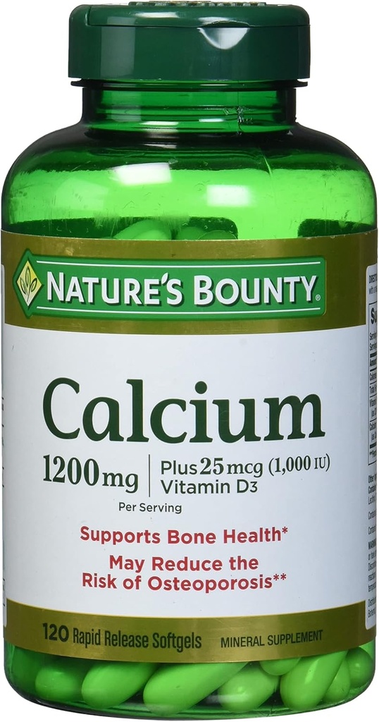 Calcium assorbente della natura 1200 mg con vitamina D liquido riempito, 120 conte