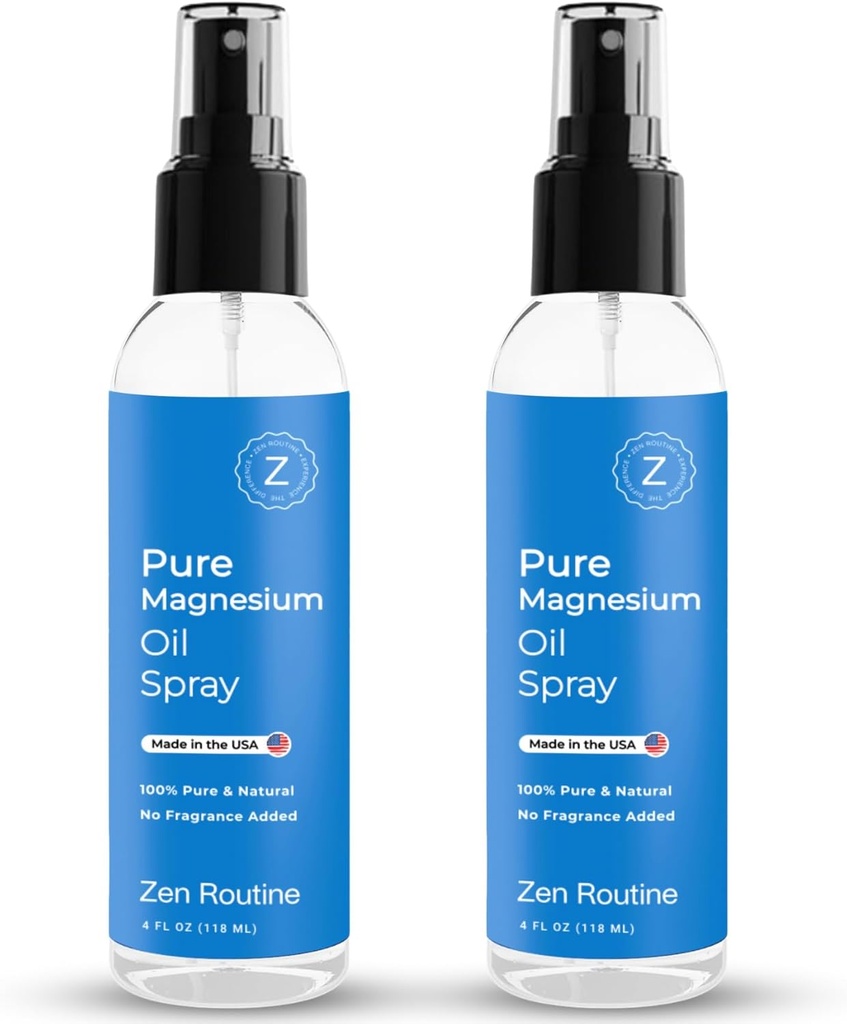 Pure Magnesium Oil Spray – 4oz (2 Pack) Organic USP Grade, Topical Magnesium Spray per Piedi, Leg Cramps, Weight Management, Aceite de Magnesio, Natural Salt & Ancient Minerals – Made in USA