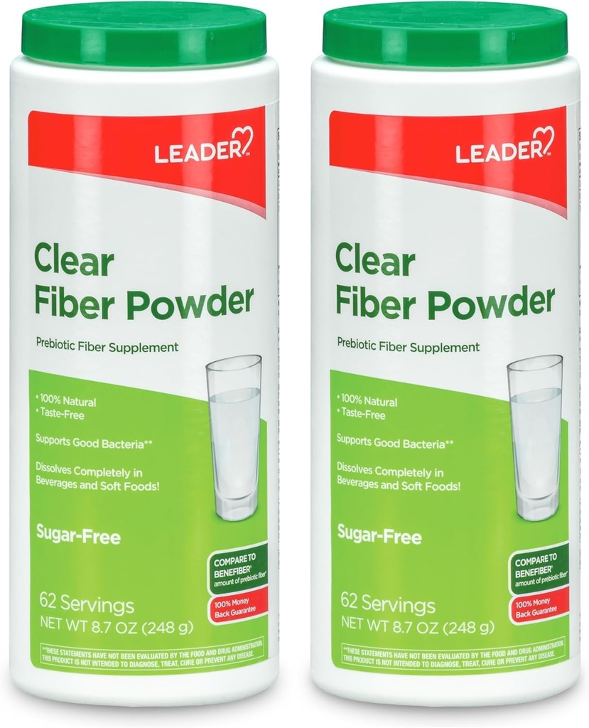 Polvere di supplemento di fibra prebiotica leader per la salute digestiva, polvere di fibra quotidiana naturale al 100%, senza zucchero, senza gusto, senza glutine, non aromatizzato (pacchetto di 2)