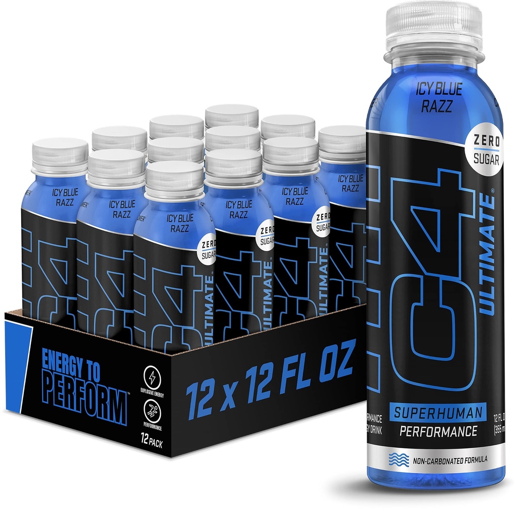 Cellucor C4 Ultimate Non-Carbonated Zero Sugar Energy Drink, Pre Workout Drink + Beta Alanine, 12 Fl Oz (Pacchetto di 12)