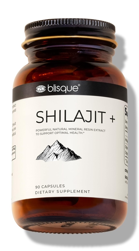 Blisque – Pure Himalayan Organic Shilajit Resina Capsule | Autentico e Naturale | Grado d'oro A | Contiene acido Fulvico e minerali Trace | 90 capsule