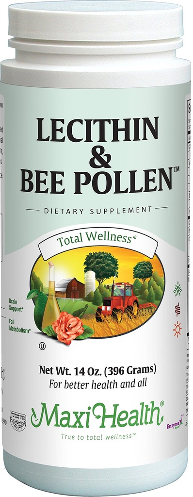 Maxi Health Lecithin & Bee Pollen - Supporto per il cervello, l'energia e la digestione - Polvere da 14 Oz - Kosher