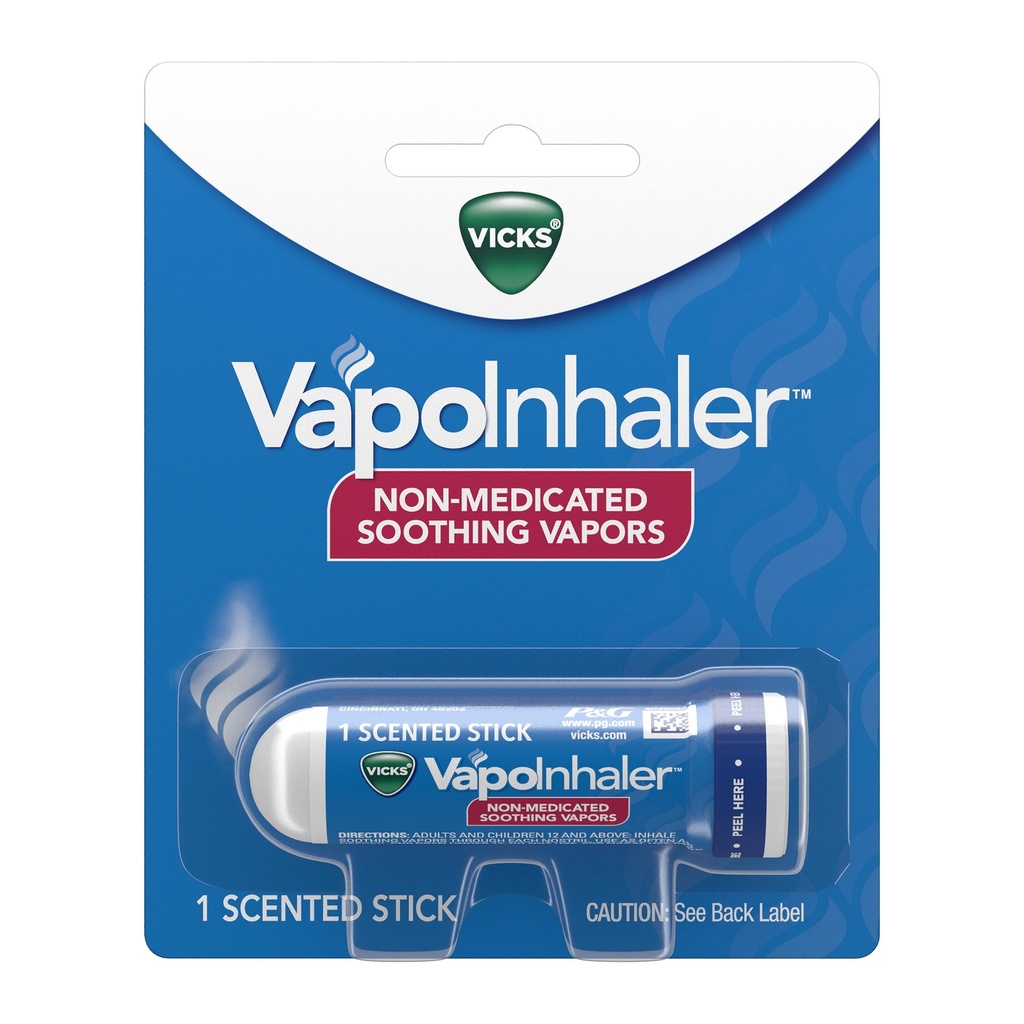Vicks VapoInhaler, Inalatore nasale portatile, Vapori non misurati, Soothing, Menthol Scent, 1 Conte