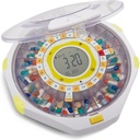 Dispenser automatico di pillole Bluetooth LiveFine, capacità di 28 giorni, avvisi di suono e luce, serratura di chiave, LCD e facile configurazione su L'applicazione LiveFine per le prescrizioni, farmaci, vitamine e integratori - Lid trasparente