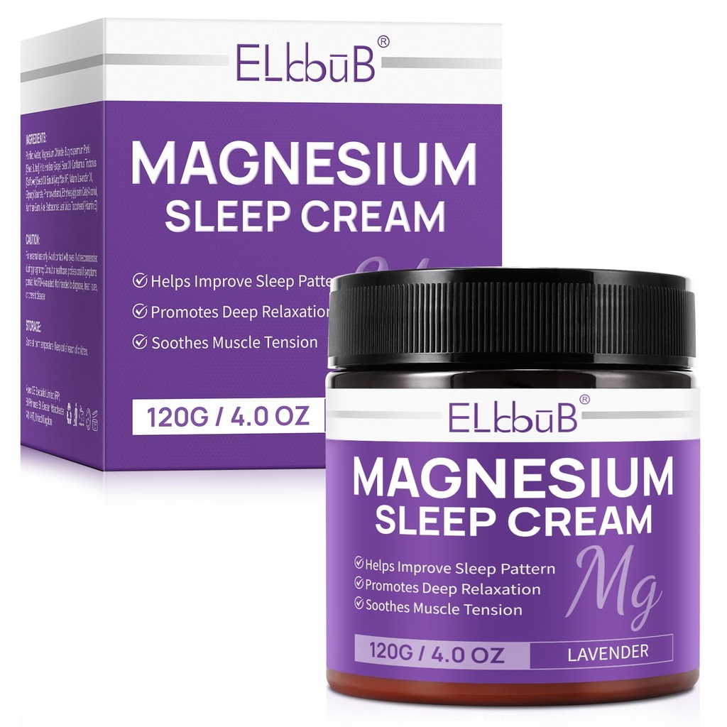 Crema di Magnesio per il Sonno - Arricchita con Olio di Mandorla, Lavanda e Vitamina E per il Rilassamento Profondo - Lozione di Magnesio Naturale per il Nourishment della Pelle e Assorbimento Rapido - Lavanda