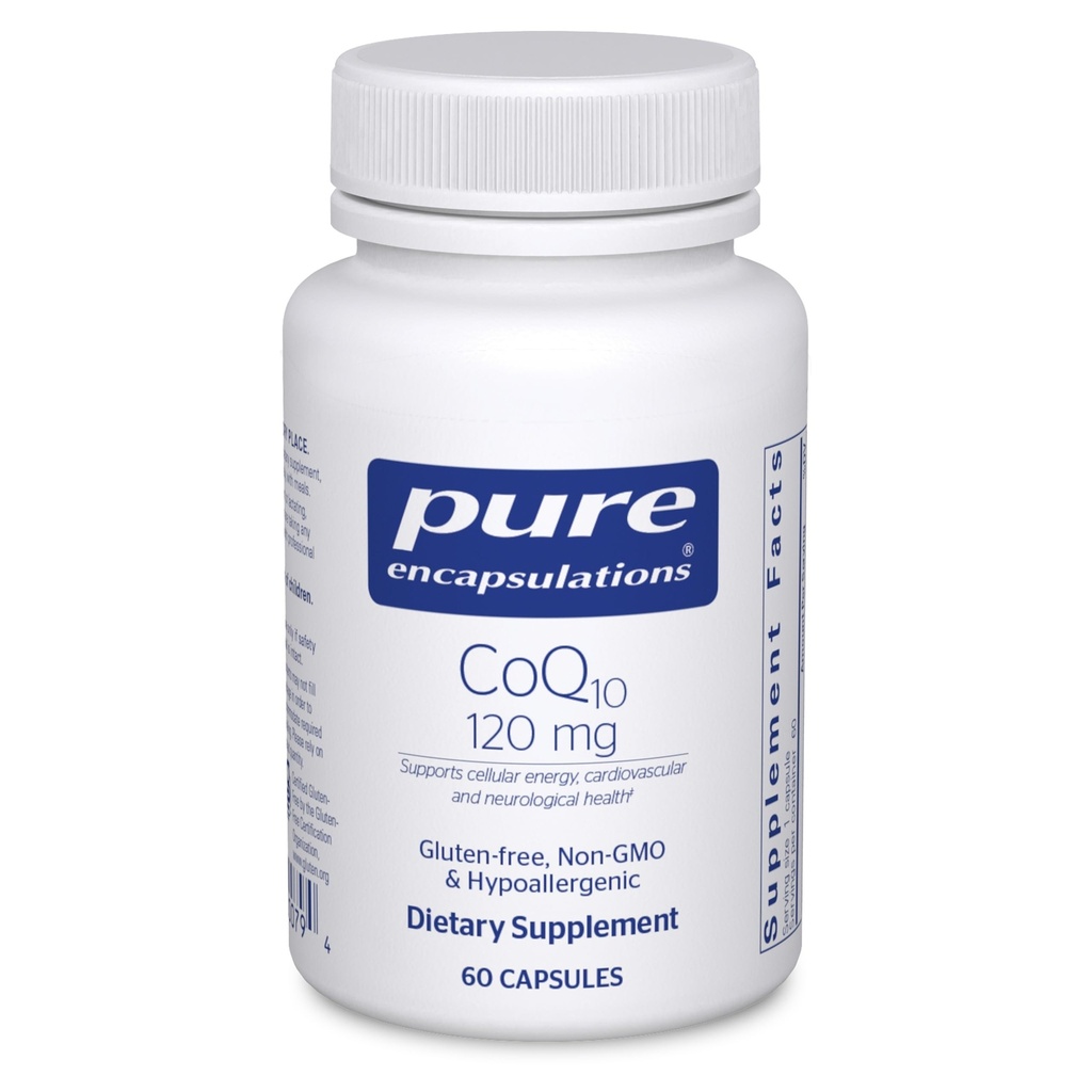 Pure Encapsulations CoQ10 120 mg - Coenzyme Q10 Supplemento per la salute del cuore, l'energia, gli antiossidanti, la salute del cervello e della memoria - Salute cellulare, cognizione e supporto cardiovascolare* - 60 capsule